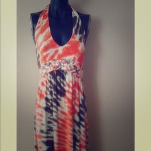 The dyed halter maxi dress with braided waist